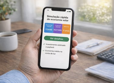 simulação rápida de economia com energia solar no celular