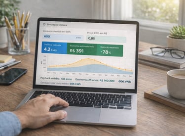 simulação de sistema de energia solar pelo consumo em kWh