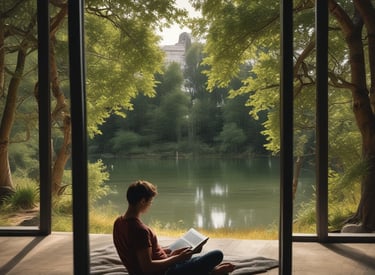 A warm, inviting scene of a person reading the diabetes care e-book on a tablet at a cozy home setting.