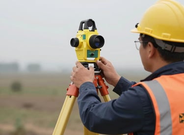 An architect reviewing blueprints on a construction site with a team, ensuring smooth project progress.