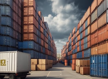Stacked pallets ready for transport inside a BNM Express cargo truck.