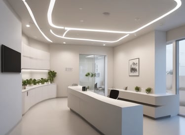 A warm, inviting medical clinic reception area with friendly staff ready to assist patients.