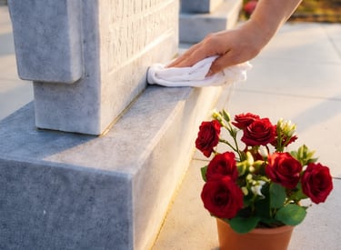 limpeza de jazigo com flores
