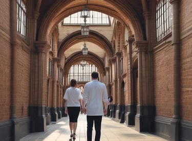 A calm, professional illustration of a student reviewing UK dental registration documents.