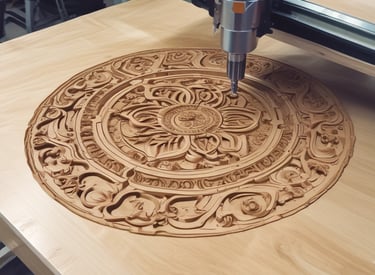 A craftsman's workshop filled with tools and wood pieces being shaped into furniture.