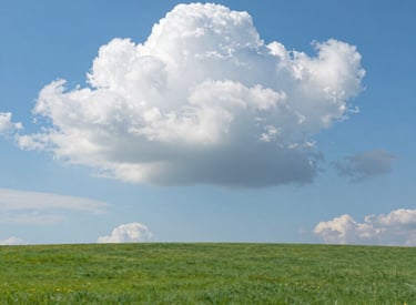 Close-up of AI chips with a backdrop of wind turbines.