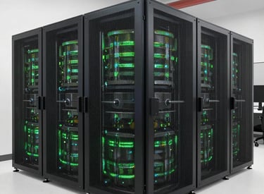 Engineers collaborating over AI-driven sustainable energy platform designs.