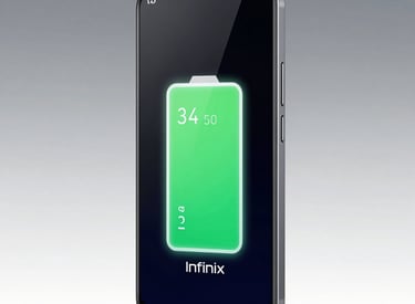 Close-up of an Infinix smartphone displaying a vibrant screen with smooth icons