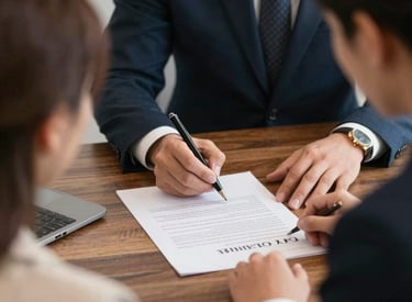 A friendly real estate broker discussing MLS listing options with a homeowner in a cozy living room.