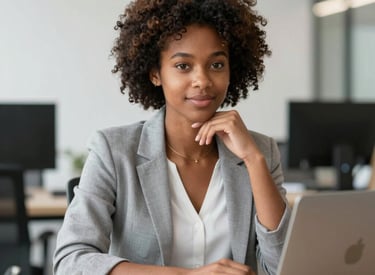 A recruiter coaching a candidate in a bright office setting.