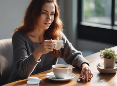 A peaceful sleeping person surrounded by soft blue waves representing deep sleep frequency.