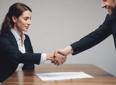 A graph showing upward cash flow growth alongside a handshake between two business partners.