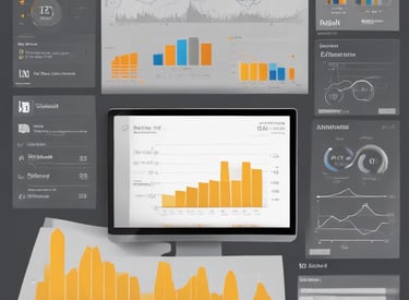 A vibrant Power BI dashboard displayed on a laptop screen.