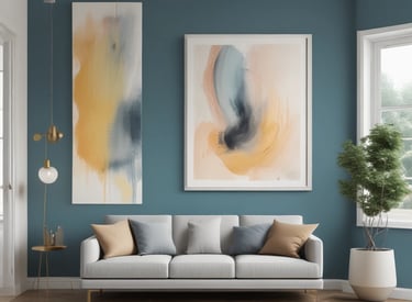 A smiling South Indian painter applying bright paint on a wall, showcasing traditional attire and tools.