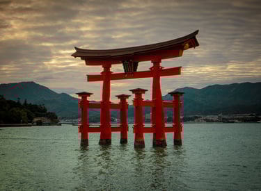 Fotografía del santuario de Itsukushima, Japón.