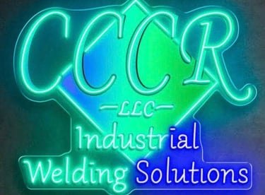 a neon sign that says, ccr industrial welding