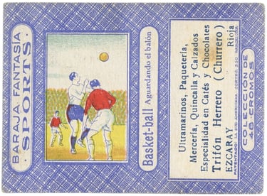 1920 Baraja Fantasia Sports Basket-Ball La Sud Americana Rare Spanish basketball card 10 of Clubs (b