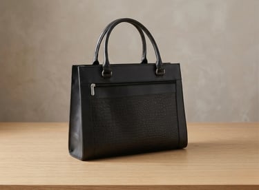 Cartera de cuero negro texturizado con doble asa, bolso artesanal Fashion Johanna