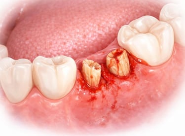root pieces of molar teeth that require extraction