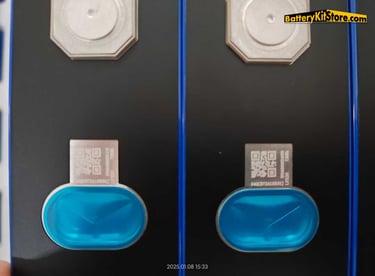 detail of prismatic LiFePO4 battery cells