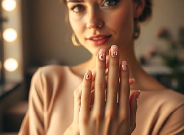 Unhas decoradas rosa com dourado