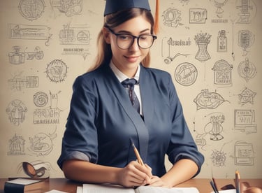 A group of students discussing in a classroom with charts on the wall.