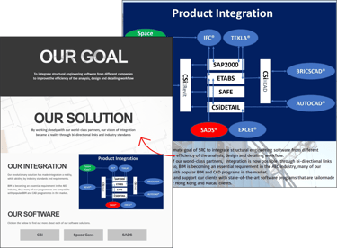 Screenshot of old and new SRC website to show overhaul of structural solutions page