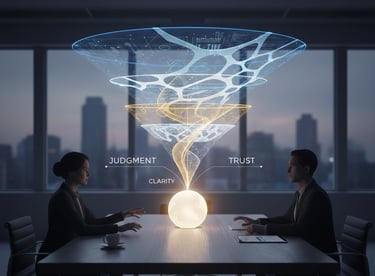 Illustration representing how investors synthesize pitch delivery, judgment, and clarity into convic