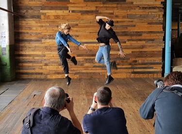 Workshop participants in the main room at Atlas Studios