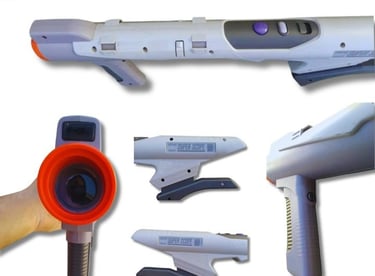 Bazuca Super Scope que funciona por sensores infravermelhos e vem acompanhada de um cartucho com sei