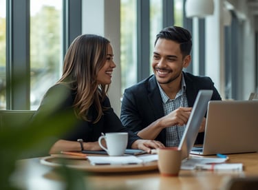 Business professionals meeting after connecting through consistent LinkedIn presence