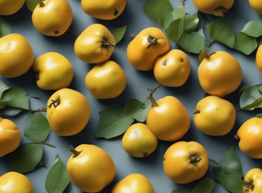 A close-up of ripe, golden peaches with soft fuzz on their skin, resting on a rustic table