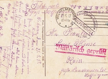 22 mai 1917. Carte d’un marin lorrain en poste au port de Wilhelmshaven.
