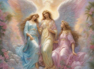 une peinture d'anges dans le ciel