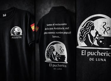 Identidad textil completa del restaurante, diseño grafico y personalización individual