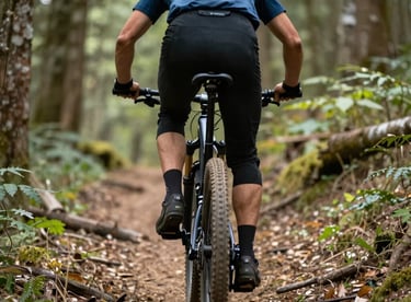 A scenic gravel bike trail winding through the rolling hills of Romagna under a clear blue sky