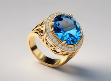 Jolie bague or et pierre fine bleue