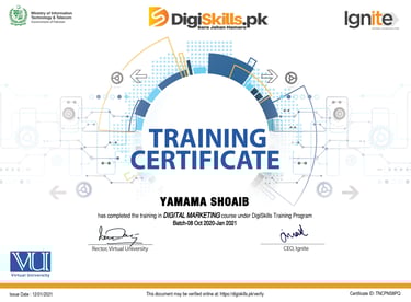 digital marketing certificate for Yamama