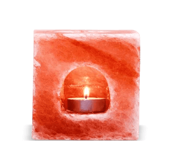 Pink salt candle holder square carved style