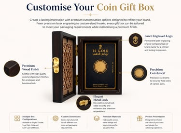 Customisable wooden coin gift boxes with branding options by Card Tec
