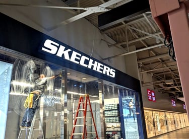 Retail store sign installation for Skechers in Milpitas, CA mall