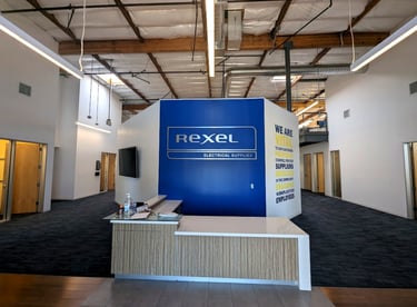 Interior lobby sign installation for REXEL in Santa Clara, CA