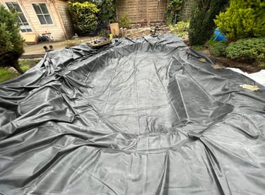 Pond liner installation garden pond