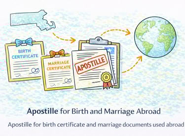 Apostille for birth certificate and marriage documents used abroad