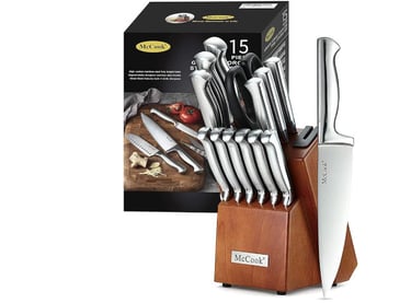a knife and knife set with a box of knives