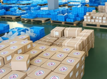 a warehouse warehouse with boxes of boxes of boxes