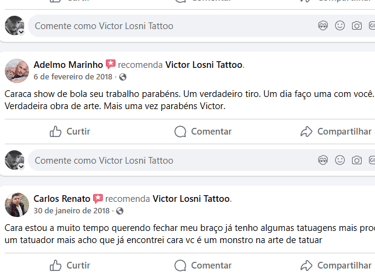 Depoimentos de clientes satisfeitos com tatuagem realista