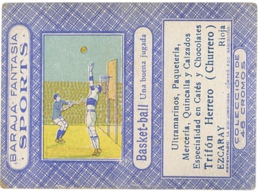 1920 Baraja Fantasia Sports Basket-Ball La Sud Americana Rare Spanish basketball card 12 of Clubs Un