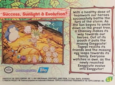 11 Success, Sunligth & Evolution ? Topps Pokémon The Movie 2000 back