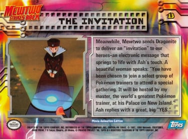 13 The Invitation Topps Pokmon The First Movie back